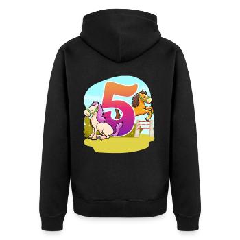 5th Birthday Riding Horse Theme Five Party - Unisex Premium Organic Zip Hoodie - black - Back - Nico (187cm)