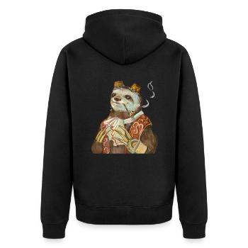 Steampunk Sloth - Unisex Premium Organic Zip Hoodie - black - Back - Nico (187cm)