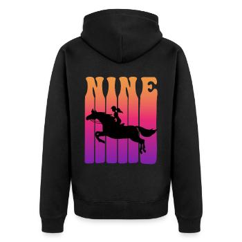 Girl riding, I am 9 years old, children 9. - Unisex Premium Organic Zip Hoodie - black - Back - Nico (187cm)