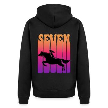Girl riding, I am 7 years old, children 7. - Unisex Premium Organic Zip Hoodie - black - Back - Nico (187cm)