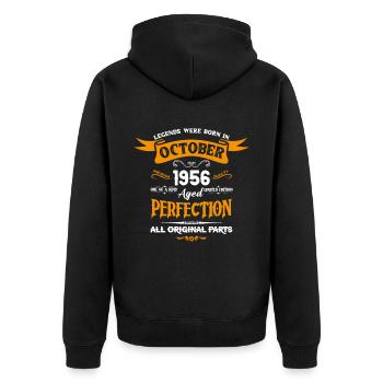 Legends Were Born In October 1956 Birthday - Unisex Premium Bio Zip Hoodie - Schwarz - Hinten - Nico (187cm)