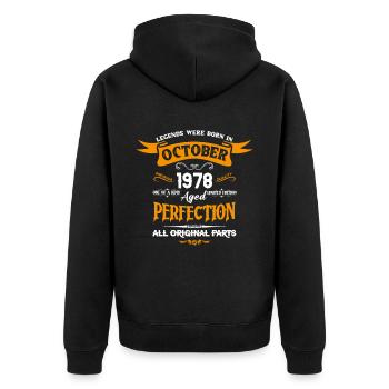 Les légendes sont nées en octobre 1978 anniversaire - Veste à capuche bio Premium Unisexe - noir - Dos - Nico (187cm)