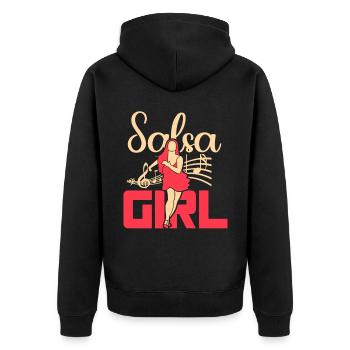 Salsa Mädchen Hobby Tanz Tanzen Tänzer - Unisex Premium Bio Zip Hoodie - Schwarz - Hinten - Nico (187cm)