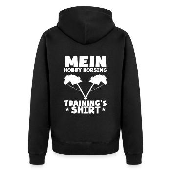 Hobby Horse Hobby Horsing Steckenpferd Reiten - Unisex Premium Bio Zip Hoodie - Schwarz - Hinten - Nico (187cm)