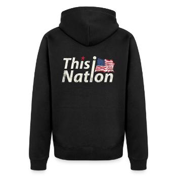 Dieses Design Der Nation Us-flagge Für Die - Unisex Premium Bio Zip Hoodie - Schwarz - Hinten - Nico (187cm)