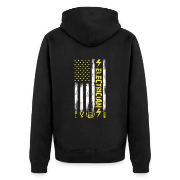 Troubleshooter Electrician US flag design For - Unisex Premium Organic Zip Hoodie - black - Back - Nico (187cm)