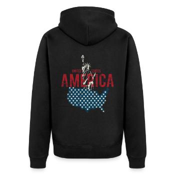 United States of America With US flag for - Unisex Premium Organic Zip Hoodie - black - Back - Nico (187cm)