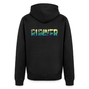 Running Runner Half Marathon Retro - Unisex Premium Organic Zip Hoodie - black - Back - Nico (187cm)