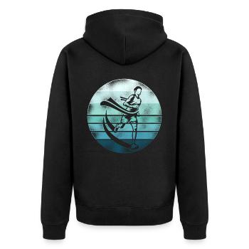 Running Runner Half Marathon Retro - Unisex Premium Organic Zip Hoodie - black - Back - Nico (187cm)