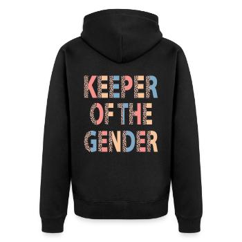 Keeper of the Gender Leopard Gender Revel Party - Unisex Premium Organic Zip Hoodie - black - Back - Nico (187cm)
