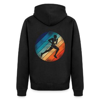 Running Runner Half Marathon Retro - Unisex Premium Organic Zip Hoodie - black - Back - Nico (187cm)