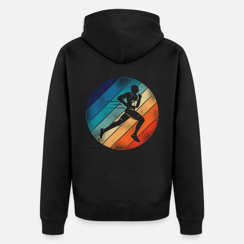 Running Runner Semi-Marathon Rétro - Veste à capuche bio Premium Unisexe - noir