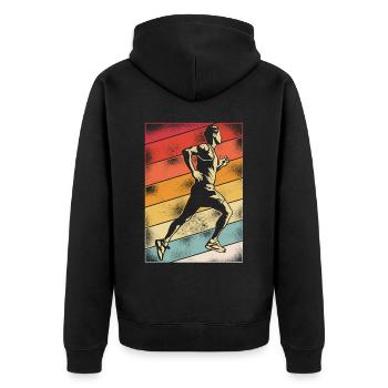 Running Runner Half Marathon Retro - Unisex Premium Organic Zip Hoodie - black - Back - Nico (187cm)