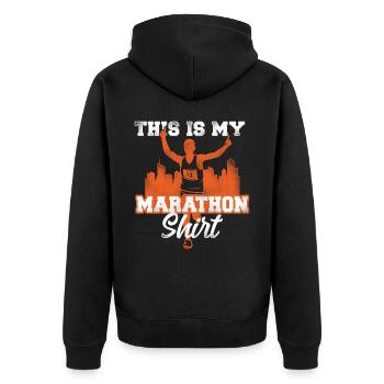 Running Runner Half Marathon - Unisex Premium Bio Zip Hoodie - Schwarz - Hinten - Nico (187cm)