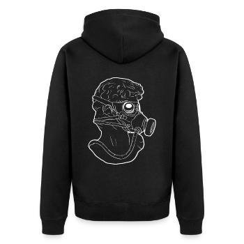Zombiecore Ästhetische David Kopf Statue Maske - Unisex Premium Bio Zip Hoodie - Schwarz - Hinten - Nico (187cm)
