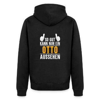Otto Vorname Name Geschenk - Unisex Premium Bio Zip Hoodie - Schwarz - Hinten - Nico (187cm)