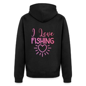I love fishing - Unisex Premium Organic Zip Hoodie - black - Back - Nico (187cm)