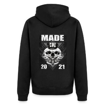 Fabriqué en 2021 Vintage Retro Limited Edition - Veste à capuche bio Premium Unisexe - noir - Dos - Nico (187cm)