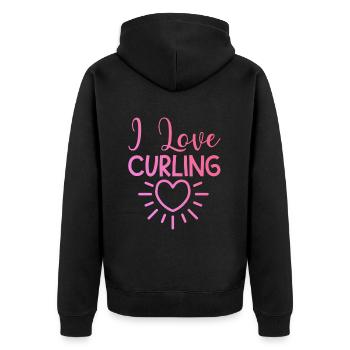 I love curling - Unisex Premium Organic Zip Hoodie - black - Back - Nico (187cm)