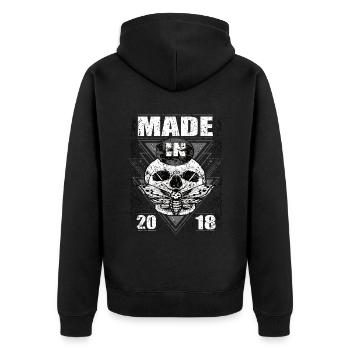 Fabriqué en 2018 Vintage Retro Limited Edition - Veste à capuche bio Premium Unisexe - noir - Dos - Nico (187cm)