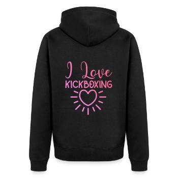 I love kick boxing - Unisex Premium Organic Zip Hoodie - black - Back - Nico (187cm)