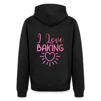 I love baking - Unisex Premium Organic Zip Hoodie - black - Back - Nico (187cm)