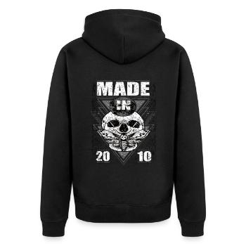 Made in 2010 Vintage Retro Limited Edition - Unisex Premium Organic Zip Hoodie - black - Back - Nico (187cm)