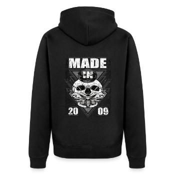 Made in 2009 Vintage Retro Limited Edition - Unisex Premium Organic Zip Hoodie - black - Back - Nico (187cm)