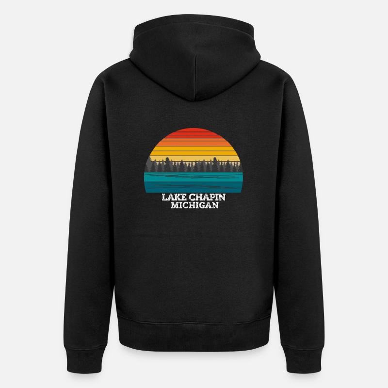 Lac Chapin Michigan - Veste à capuche bio Premium Unisexe - noir