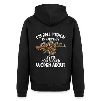 My Ball Python Is Harmless Snakes Gift - Unisex Premium Organic Zip Hoodie - black - Back - Nico (187cm)