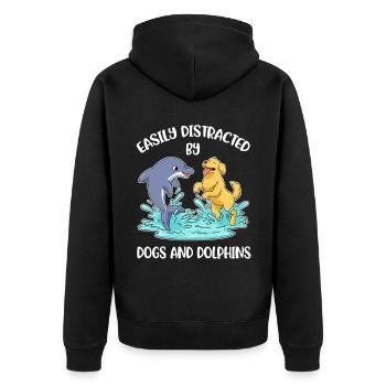 Distrait par les chiens et les dauphins Dolphin Gift - Veste à capuche bio Premium Unisexe - noir - Dos - Nico (187cm)
