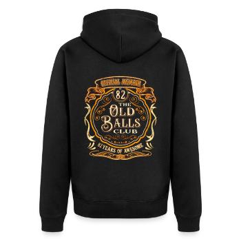 82e anniversaire du Old Balls Club - Veste à capuche bio Premium Unisexe - noir - Dos - Nico (187cm)