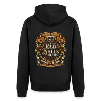 90 ans du 90e anniversaire du Old Balls Club - Veste à capuche bio Premium Unisexe - noir - Dos - Nico (187cm)