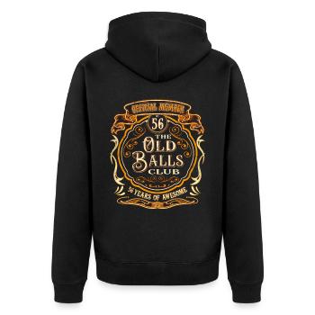 56 ans du 56e anniversaire du Old Balls Club - Veste à capuche bio Premium Unisexe - noir - Dos - Nico (187cm)