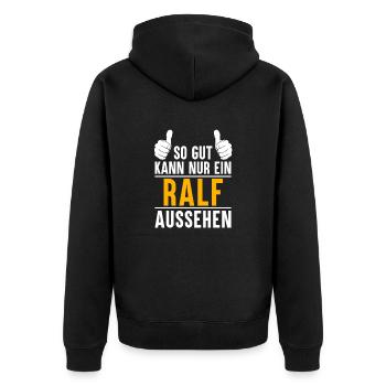 Ralf Vorname Name Geschenk - Unisex Premium Bio Zip Hoodie - Schwarz - Hinten - Nico (187cm)