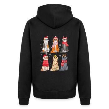 Katzen Weihnachtsbaum Weihnachten Spruch Meowy Cat - Unisex Premium Bio Zip Hoodie - Schwarz - Hinten - Nico (187cm)