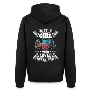 Just A Girl Who Loves Betta Fish Siamesischer Kamp - Unisex Premium Bio Zip Hoodie - Schwarz - Hinten - Nico (187cm)