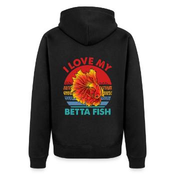 I Love My Betta Fish Splendens Siamesischer Kampff - Unisex Premium Bio Zip Hoodie - Schwarz - Hinten - Nico (187cm)