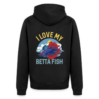 I Love My Betta Fish Splendens Siamesischer Kampff - Unisex Premium Bio Zip Hoodie - Schwarz - Hinten - Nico (187cm)