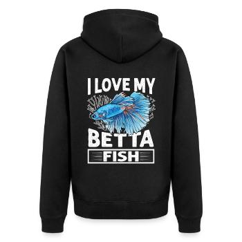 I Love My Betta Fish Splendens Siamesischer Kampff - Unisex Premium Bio Zip Hoodie - Schwarz - Hinten - Nico (187cm)