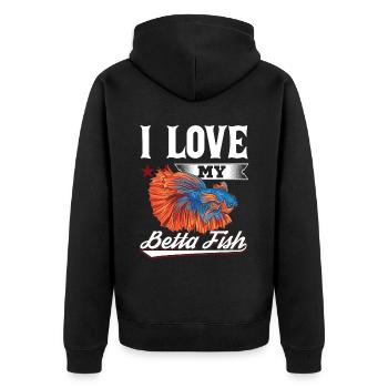 I Love My Betta Fish Splendens Siamesischer Kampff - Unisex Premium Bio Zip Hoodie - Schwarz - Hinten - Nico (187cm)