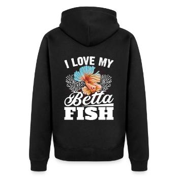 I Love My Betta Fish Splendens Siamesischer Kampff - Unisex Premium Bio Zip Hoodie - Schwarz - Hinten - Nico (187cm)