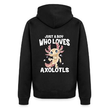 Just A Girl Who Loves Axolotls Jungen Süßes Axolot - Unisex Premium Bio Zip Hoodie - Schwarz - Hinten - Nico (187cm)
