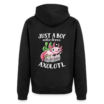 Just A Girl Who Loves Axolotls Jungen Süßes Axolot - Unisex Premium Bio Zip Hoodie - Schwarz - Hinten - Nico (187cm)