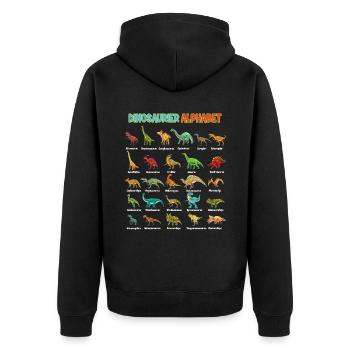 Dinosaurier-Arten Alphabet A-Z Dino ABC T-Rex Dino - Unisex Premium Bio Zip Hoodie - Schwarz - Hinten - Nico (187cm)