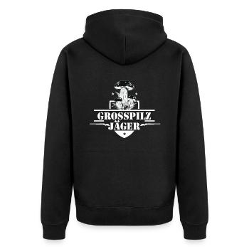 Pilze sammeln Schwammerl suchen für Pilzsammler - Unisex Premium Bio Zip Hoodie - Schwarz - Hinten - Nico (187cm)