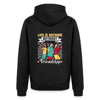 Friendship gift for good friend - Unisex Premium Organic Zip Hoodie - black - Back - Nico (187cm)
