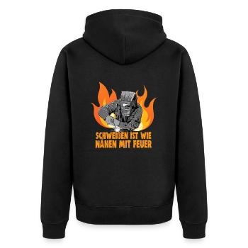Schweißer Spruch Design für Metallbauer - Unisex Premium Bio Zip Hoodie - Schwarz - Hinten - Nico (187cm)