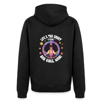 Hippie Peace Flower Power Amour Paix Cadeau - Veste à capuche bio Premium Unisexe - noir - Dos - Nico (187cm)
