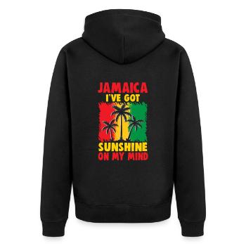 Jamaika Strandurlaub am Meer Design Strandmotiv - Unisex Premium Bio Zip Hoodie - Schwarz - Hinten - Nico (187cm)